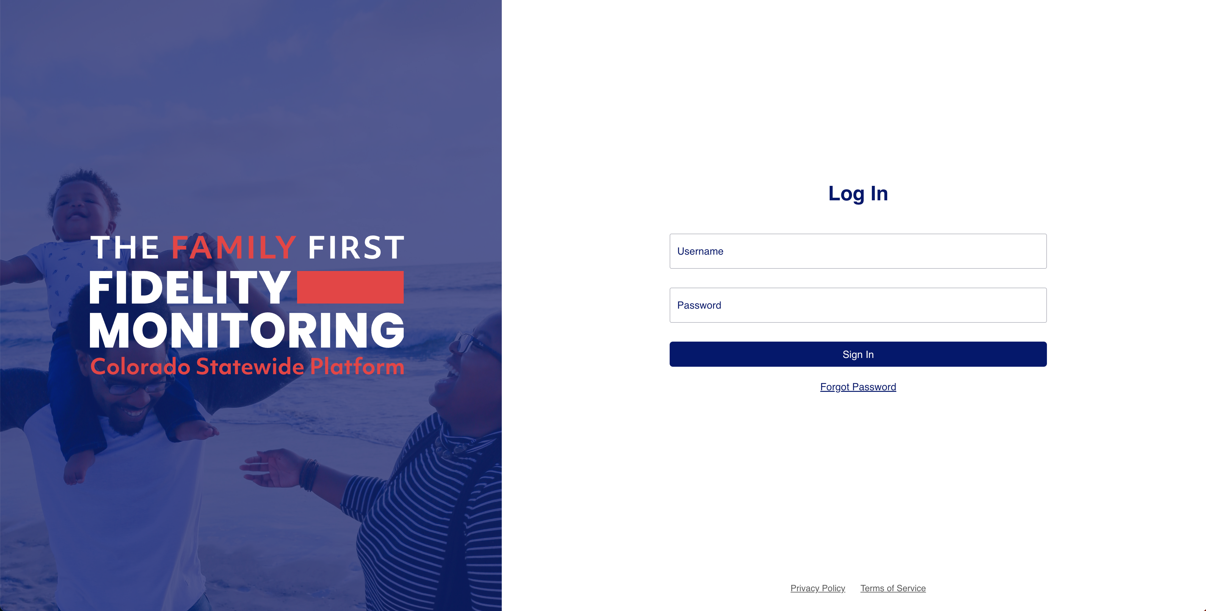 Family First Login Screen